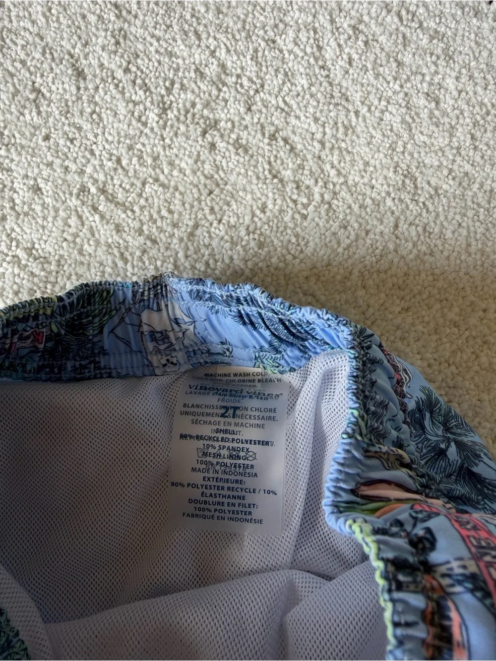 Vineyard Vines Light Blue Tropical Print Women’s Shorts with Pink Drawstring